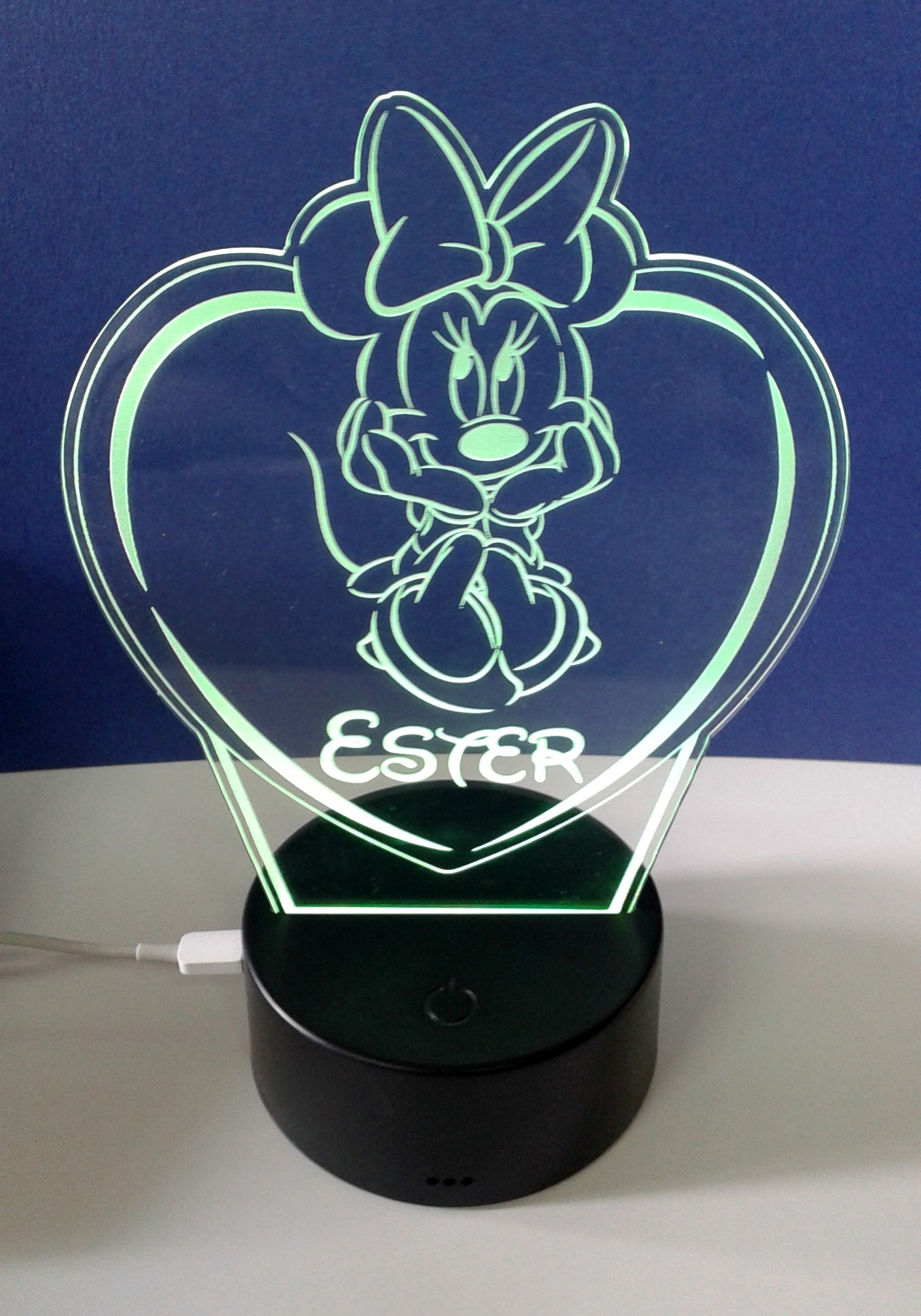 Lampada da tavolo 3D a led Minnie personalizzata con nome – Madoniegadget