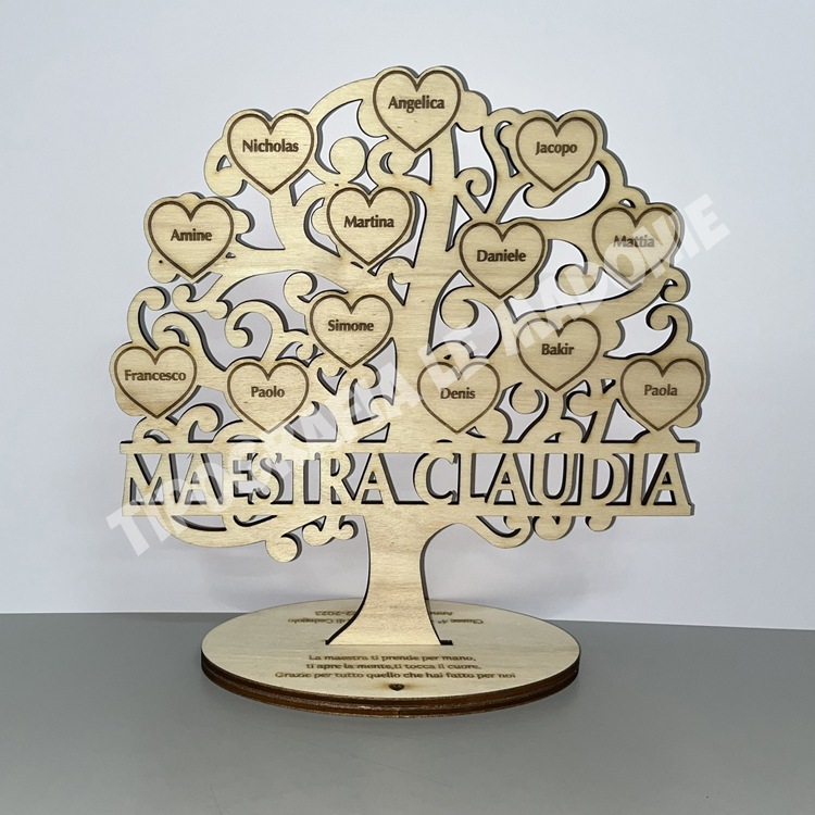 Albero della vita “MAESTRA” in legno personalizzato – mod. 1 – Madoniegadget